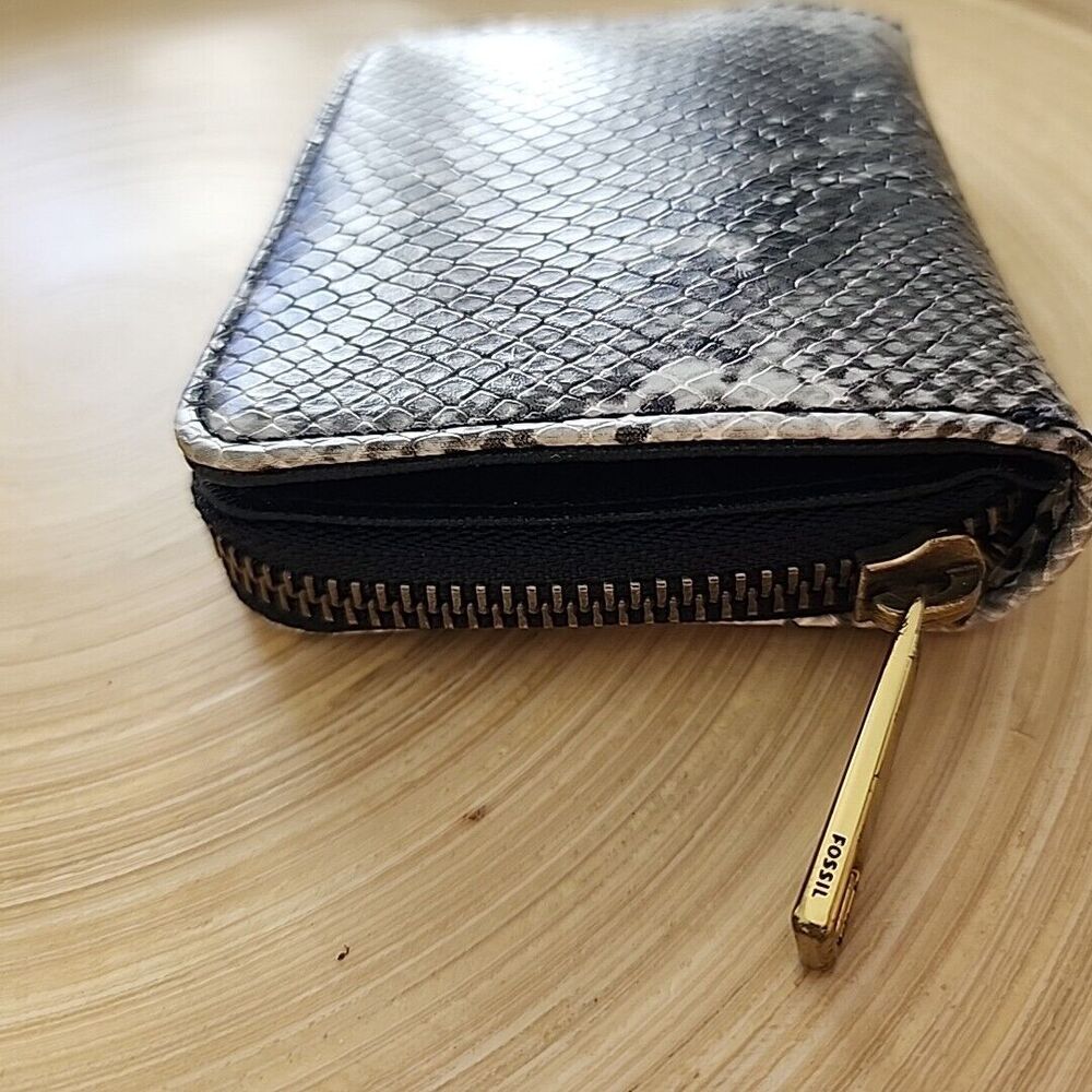 Fossil Wallet Gray Snake Skin Embossed Credit Car… - image 3